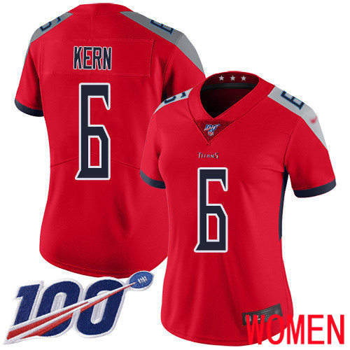 Tennessee Titans Limited Red Women Brett Kern Jersey NFL Football 6 100th Season Inverted Legend